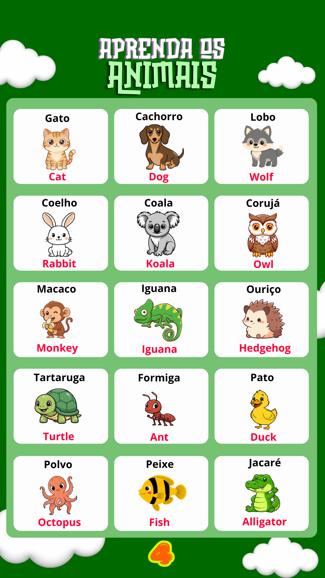 Animais em PT e EN